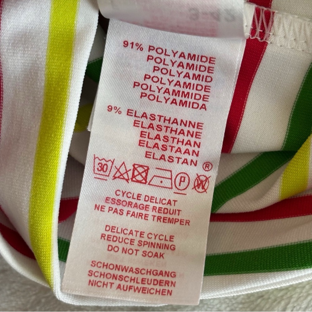 Saint James Breton Striped Top with ¾ Sleeve Sz 10 White Red Green - Picture 9 of 9